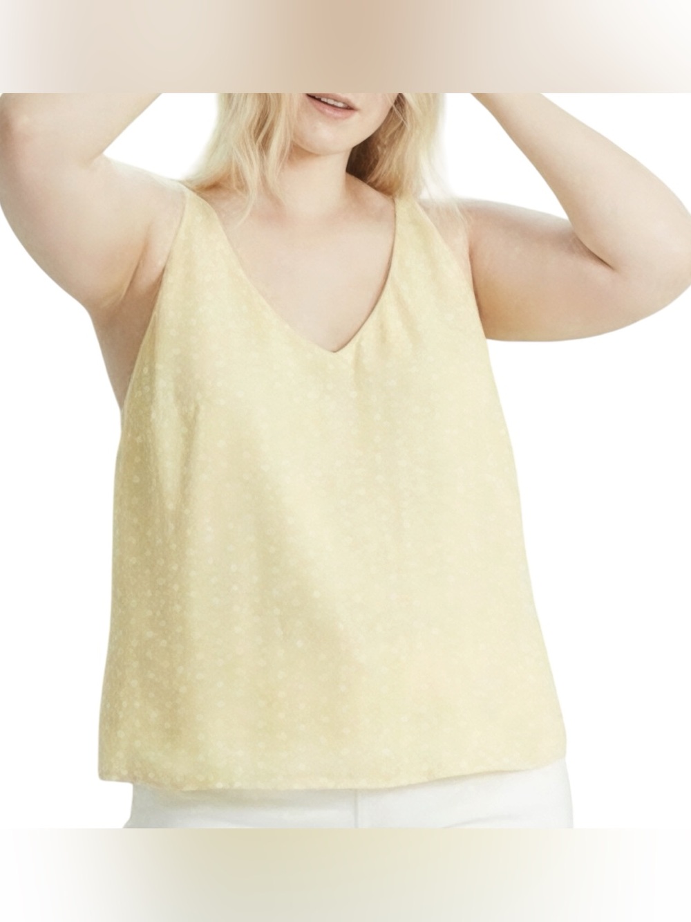 a new day Pastel Yellow Polka Dot V-Neck Spaghetti Strap Camisole
